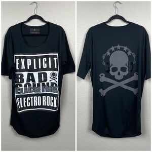 Bad Spirit Massimo Sabbadin Long Tee T Shirt Electro Rock Skull Offensive Sz XL